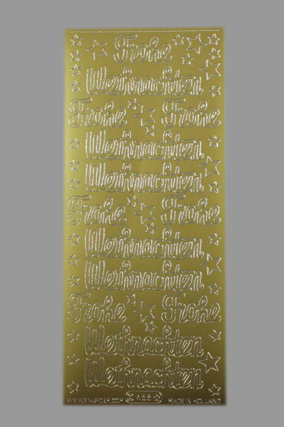 Bild Aufkleber Frohe Weihnachten gold Starform 466