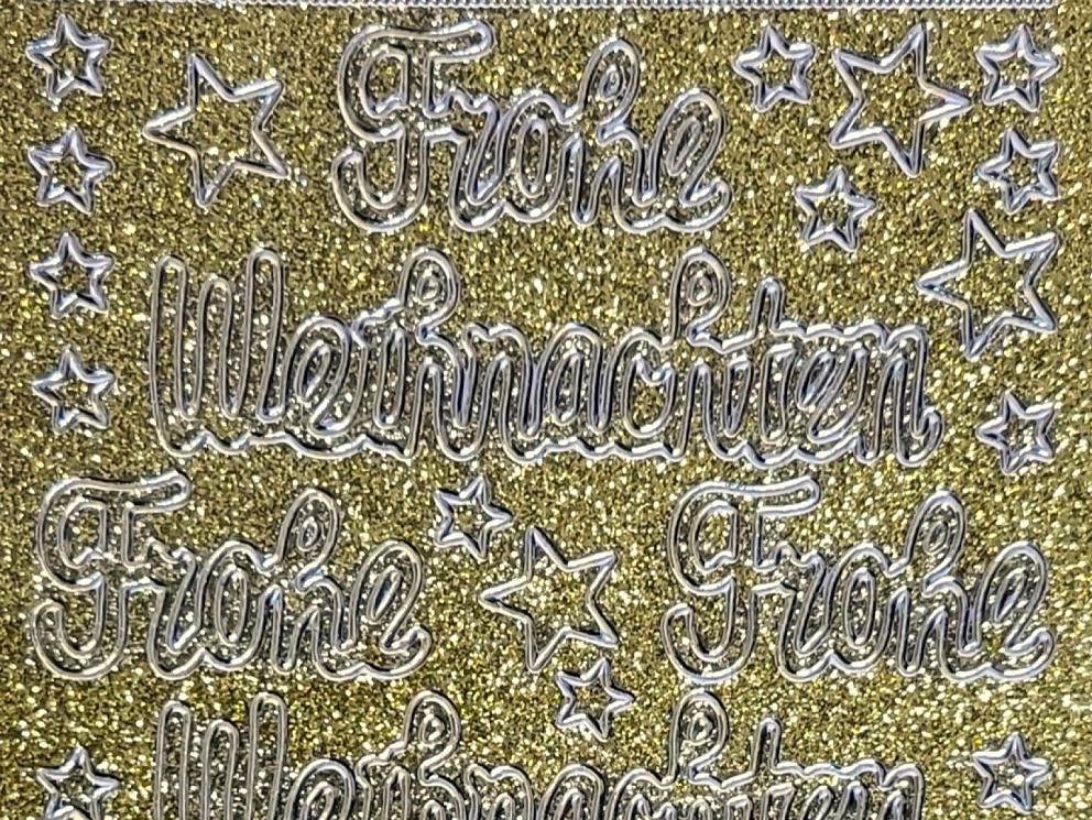 Bild Sticker Frohe Weihnachten gold glitzernd Starform 466