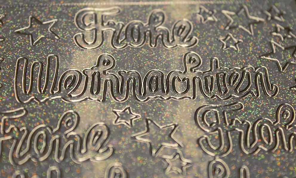 Bild Sticker Frohe Weihnachten transparent silber glitzernd Starform 466