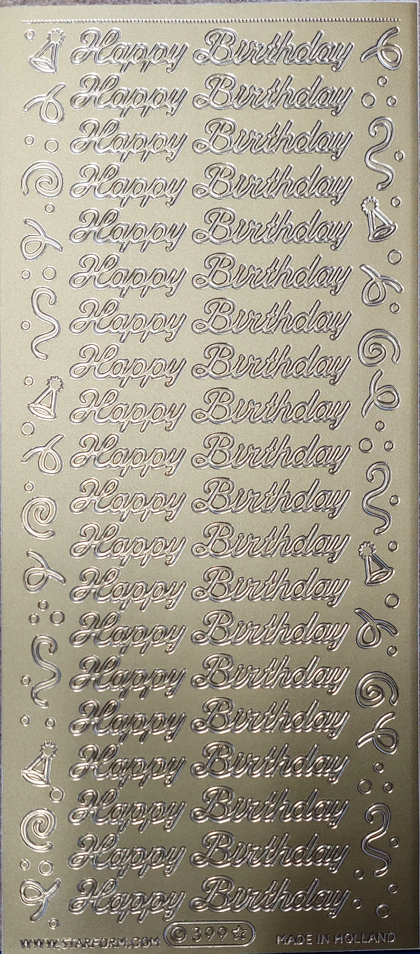Bild Aufkleber Happy Birthday gold Starform 399