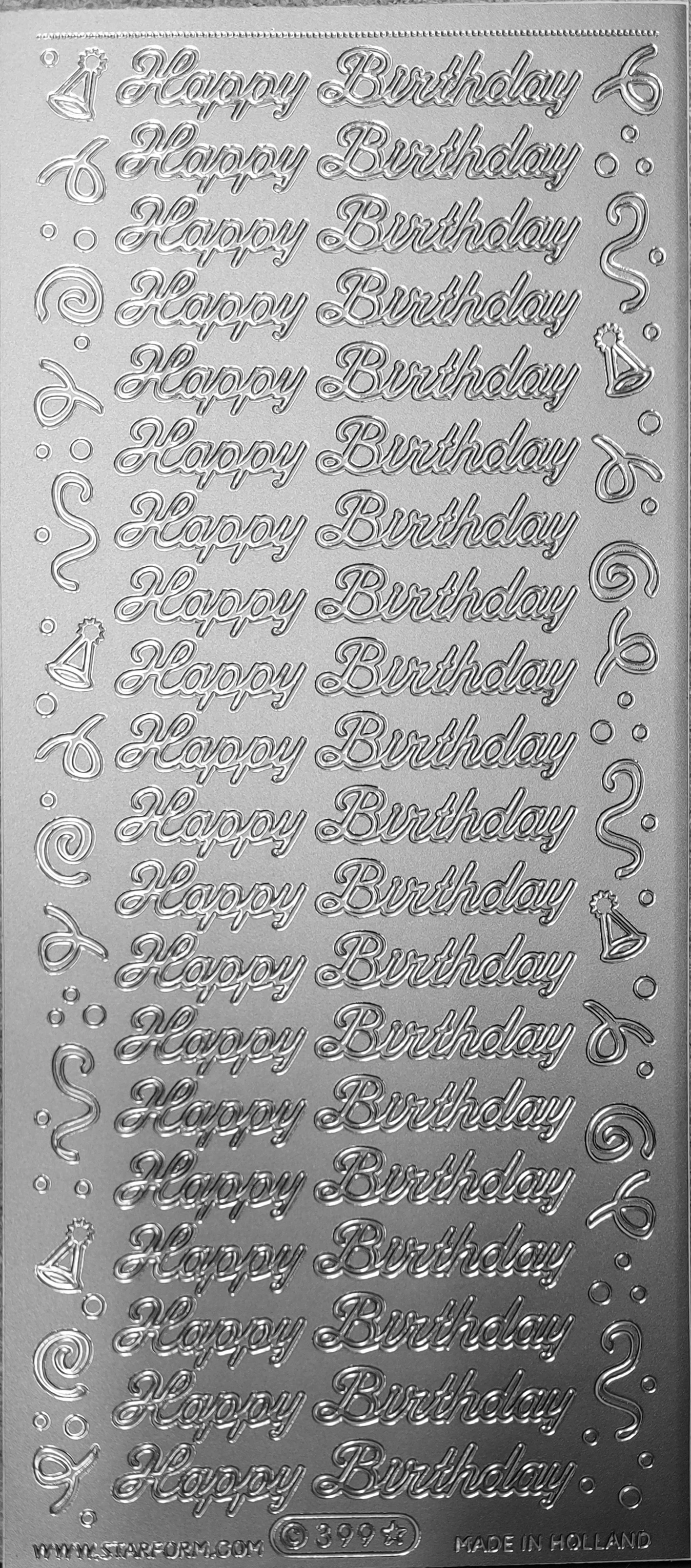 Bild Aufkleber Happy Birthday silber Starform 399