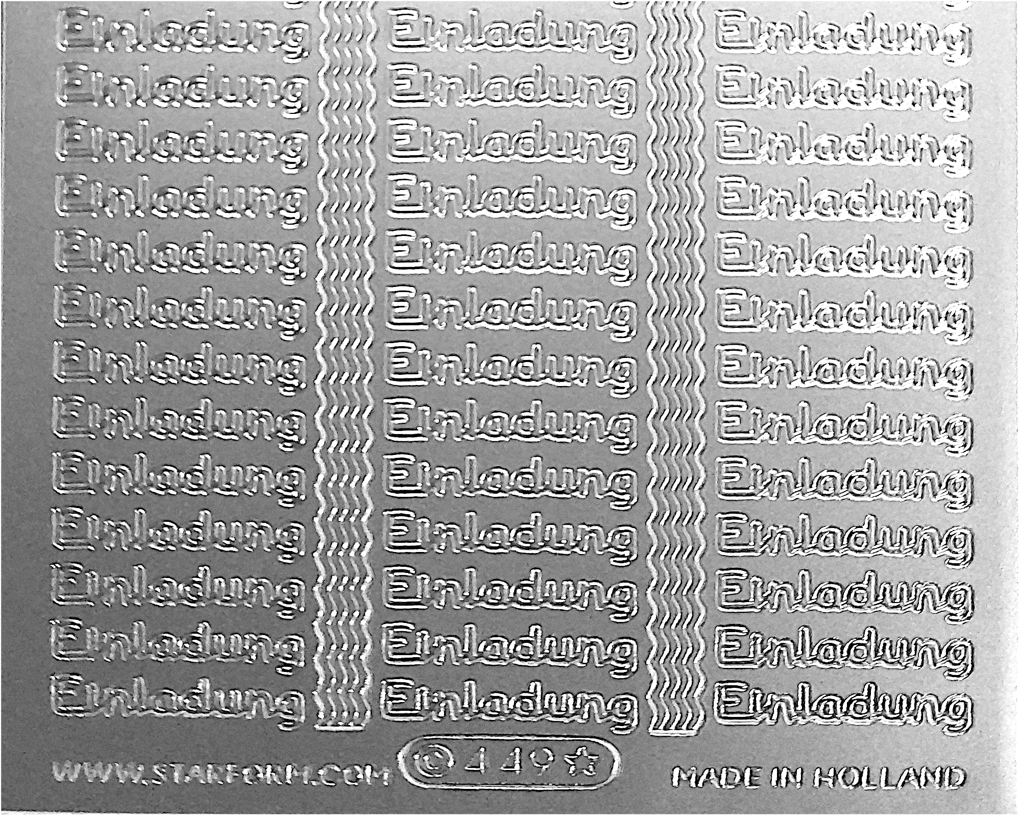 Bild Aufkleber Einladung silber Starform 449