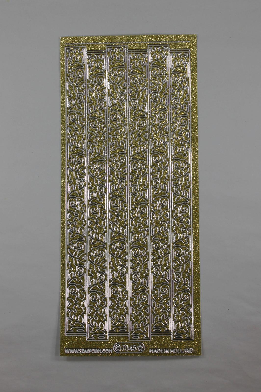 Bild Aufkleber Blumengirlande gold silber glitzernd Starform 7045