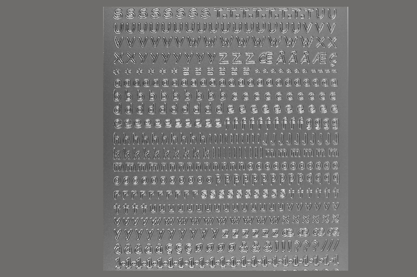 Bild Sticker Buchstaben/Zahlen 3-4mm silber Starform Nr. 1165
