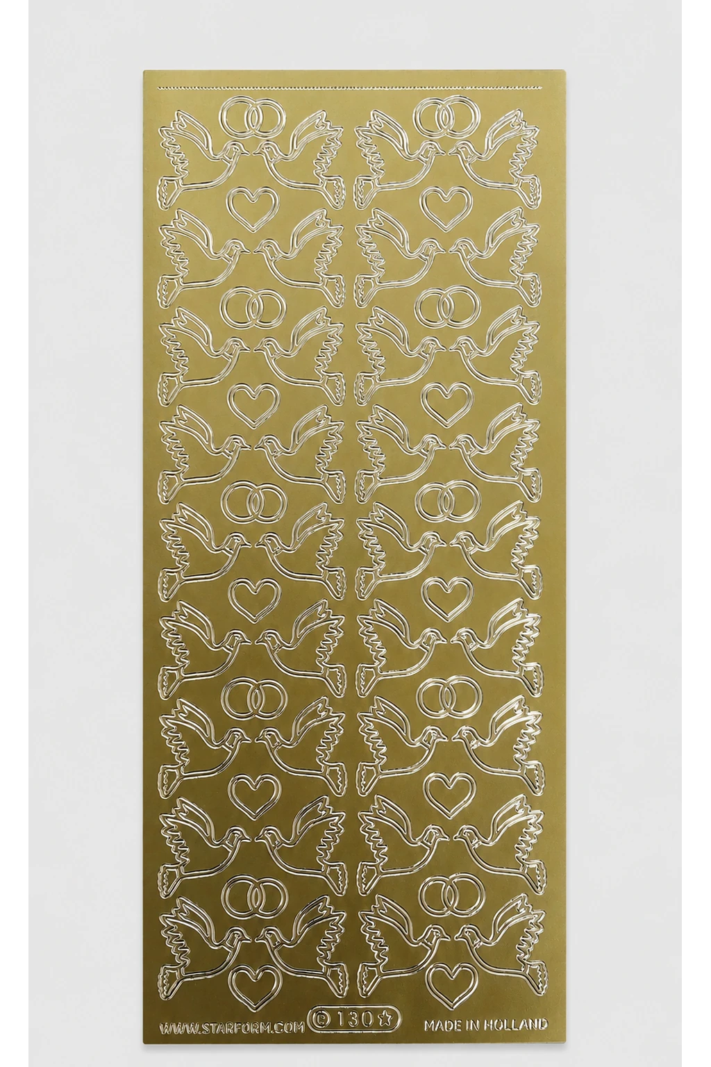 Bild Konturensticker Hochzeit gold– Tauben, Herzen & Eheringe Starform 130