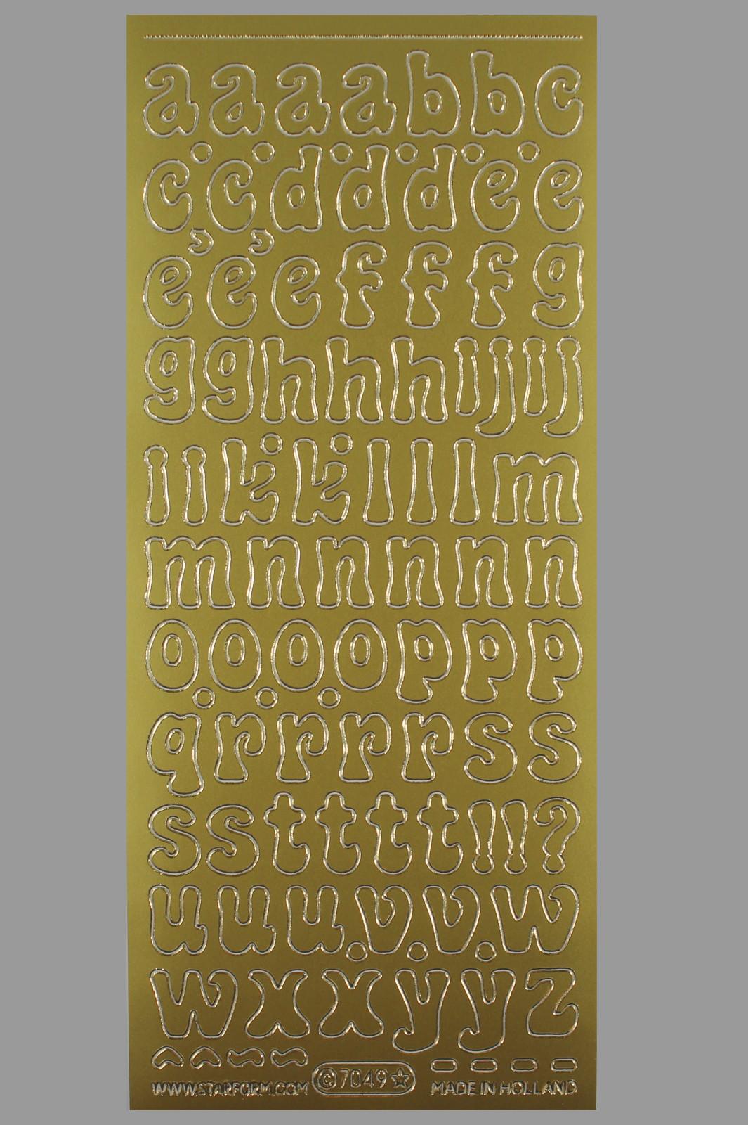 Bild Sticker Kleinbuchstaben 14- 18 mm gold Starform 7049
