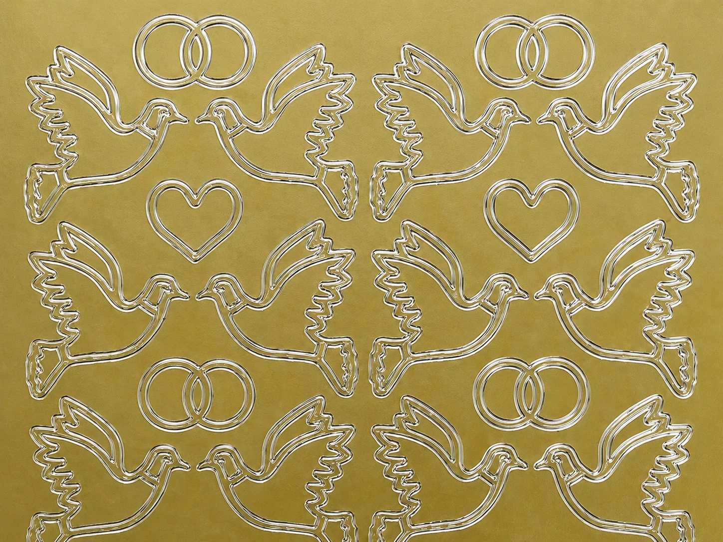 Bild Konturensticker Hochzeit gold– Tauben, Herzen & Eheringe Starform 130