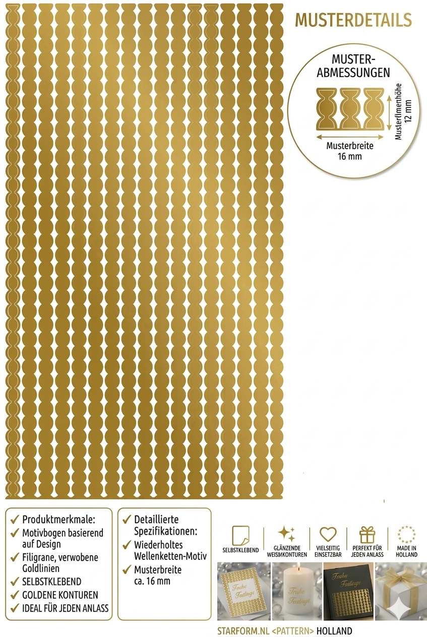 Bild Sticker Bordüren gold - 21 Bordüren-Streifen selbstklebend Starform 1134 