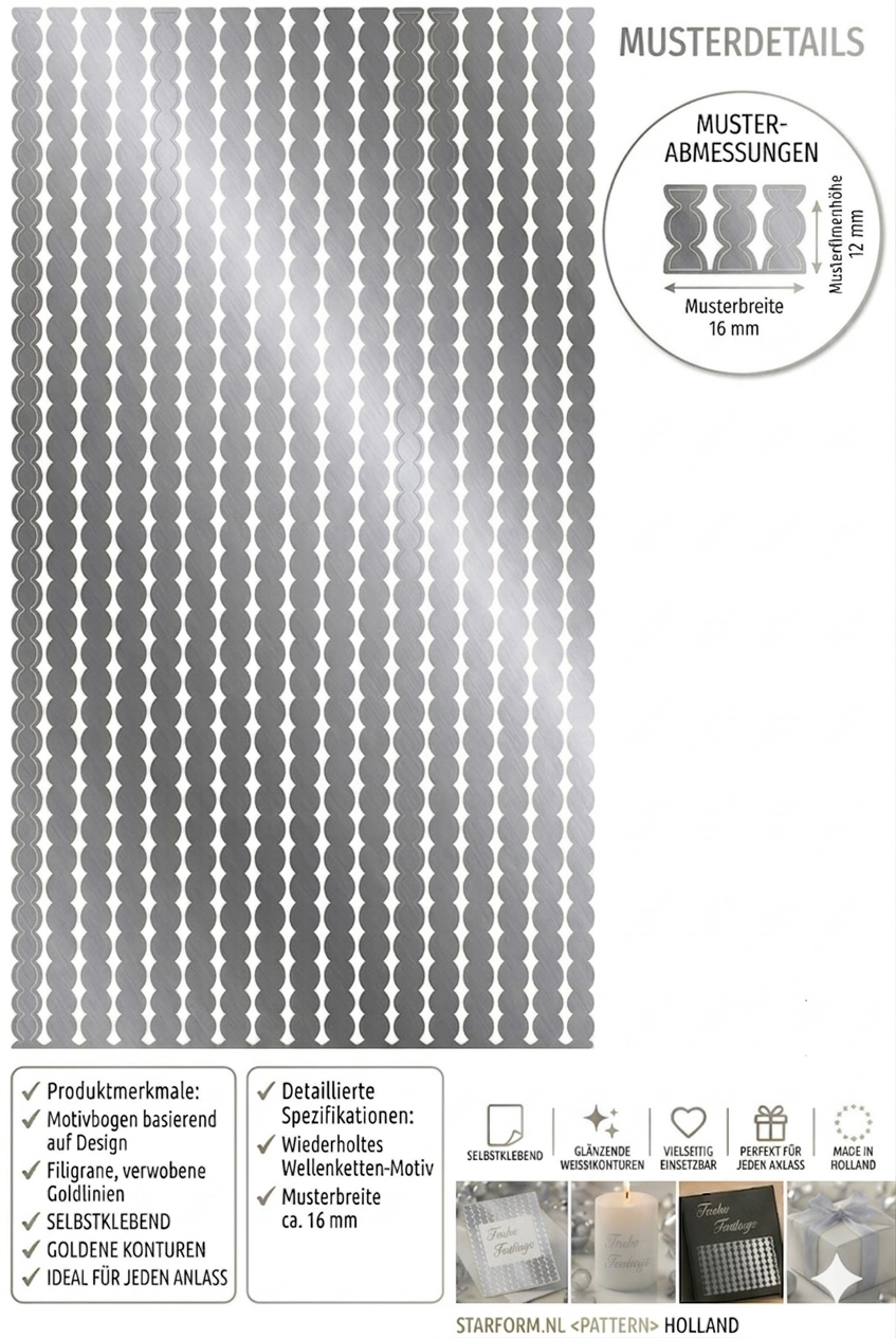 Bild Sticker Bordüren silber - 21 Bordüren-Streifen selbstklebend Starform 1134 