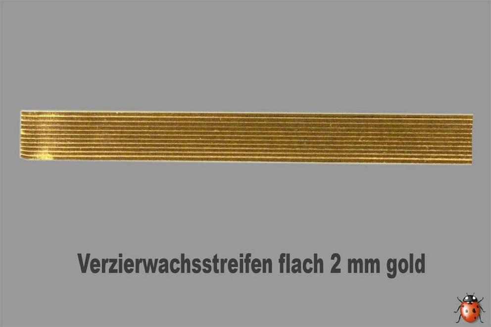 Bild Wachszierstreifen 2 mm x 200 mm flach 15 Stk gold glänzend